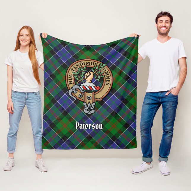 Clan Paterson Crest over Tartan Fleece Blanket (In Situ)