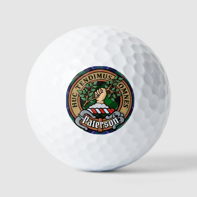 Clan Paterson Crest over Tartan Golf Balls (Front)