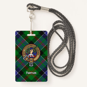 Clan Paterson Crest over Tartan ID Badge