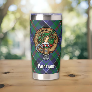 Clan Paterson Crest over Tartan Insulated Tumbler