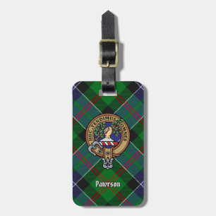 Clan Paterson Crest over Tartan Luggage Tag