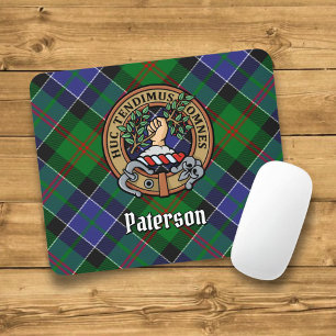 Clan Paterson Crest over Tartan Mouse Mat