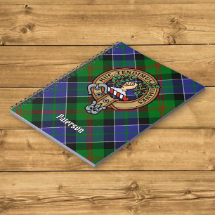 Clan Paterson Crest over Tartan Notebook
