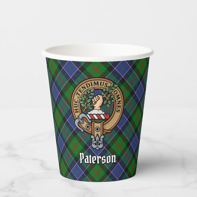 Clan Paterson Crest over Tartan Paper Cups (Front)