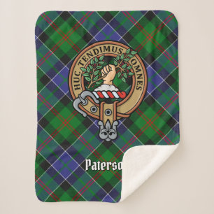 Clan Paterson Crest over Tartan Sherpa Blanket