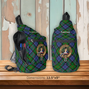 Clan Paterson Crest over Tartan Sling Bag