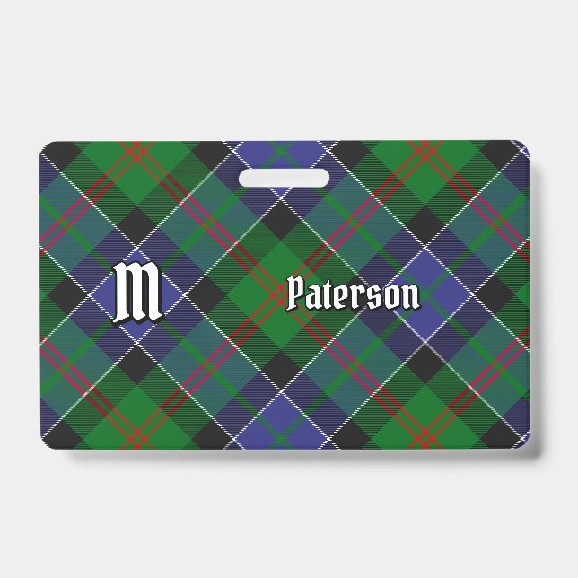 Clan Paterson Tartan ID Badge (Front)