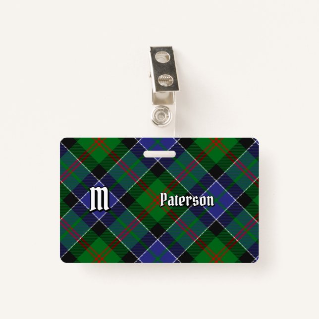 Clan Paterson Tartan ID Badge (Front with Clip)
