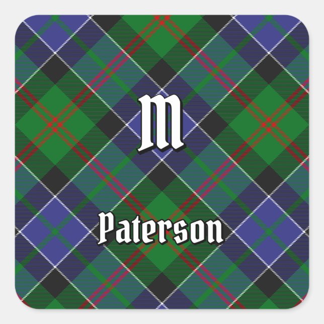 Clan Paterson Tartan Square Sticker (Front)