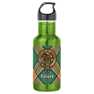 Clan Pollock Crest over Tartan 532 Ml Water Bottle