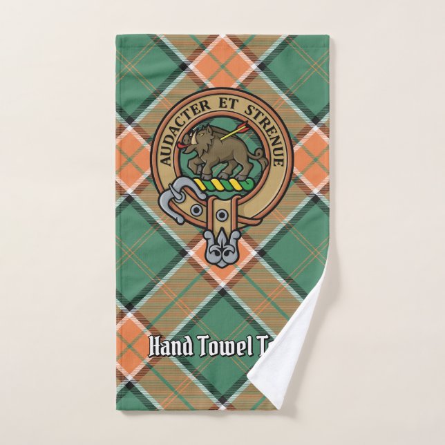 Clan Pollock Crest over Tartan Bath Towel Set (Hand Towel)