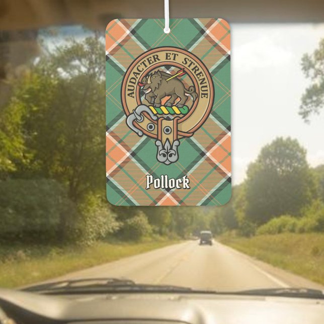 Clan Pollock Crest over Tartan Car Air Freshener (Creator Uploaded)