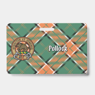Clan Pollock Crest over Tartan ID Badge