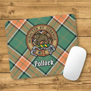 Clan Pollock Crest over Tartan Mouse Mat