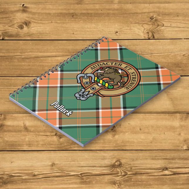 Clan Pollock Crest over Tartan Notebook (Creator Uploaded)