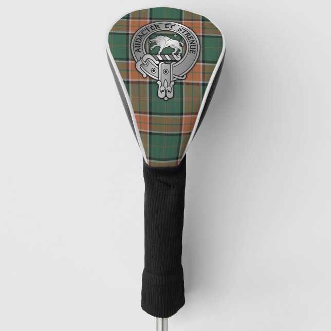 Clan Pollock Crest & Tartan  Golf Head Cover (Front)