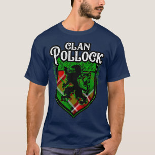 Clan Pollock Surname Scottish Tartan Lion Crest T-Shirt