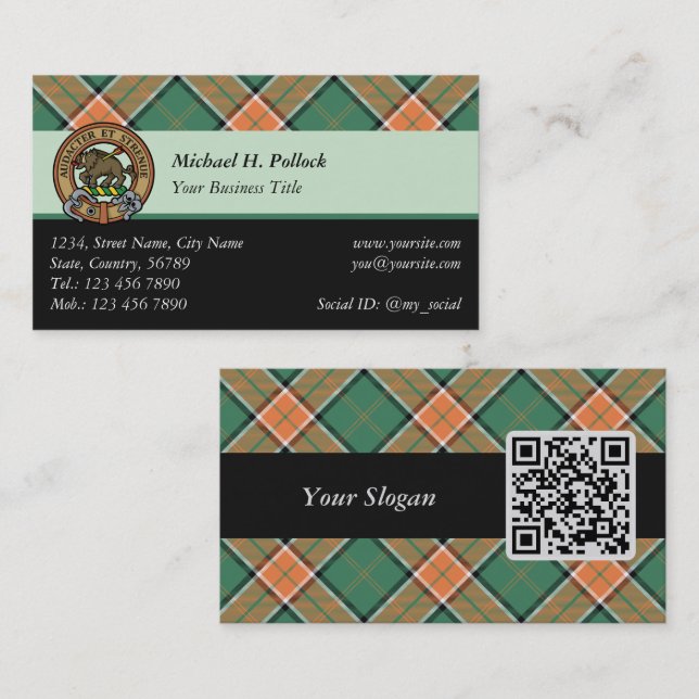 Clan Pollock Tartan Business Card (Front/Back)