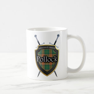 Clan Pollock Tartan Shield and Swords Coffee Mug