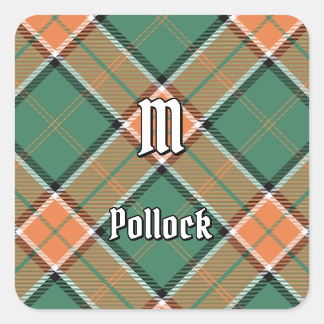 Clan Pollock Tartan Square Sticker (Front)
