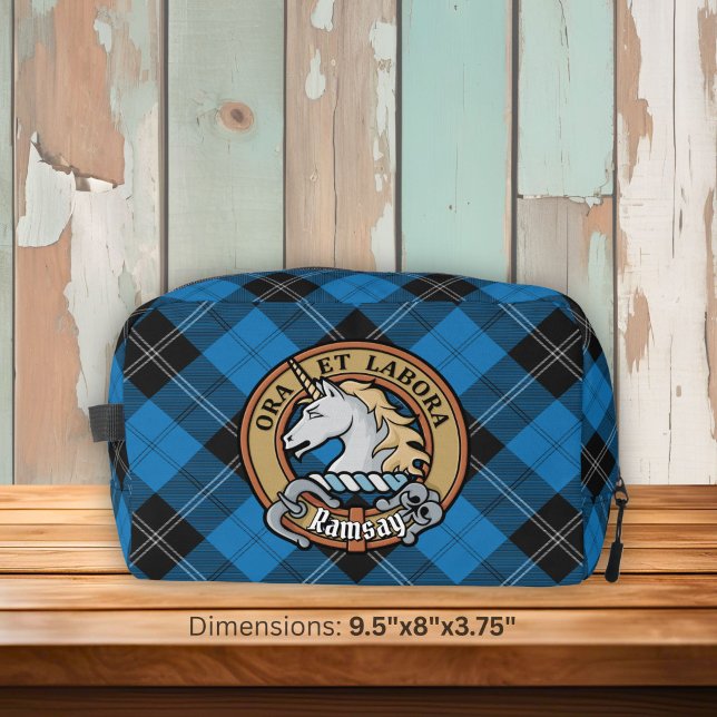 Clan Ramsay Crest over Blue Hunting Tartan Dopp Kit (Creator Uploaded)