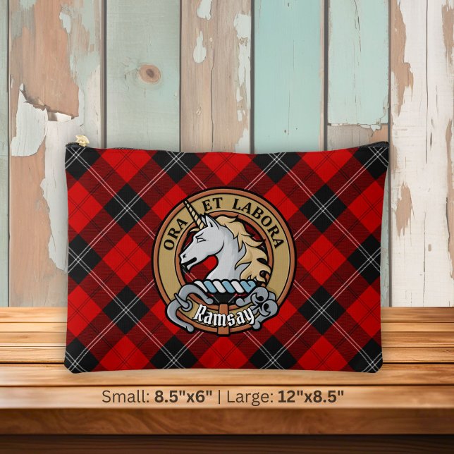 Clan Ramsay Crest over Red Tartan Accessory Pouch (Creator Uploaded)