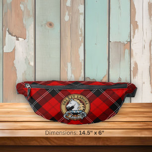 Clan Ramsay Crest over Red Tartan Bum Bags
