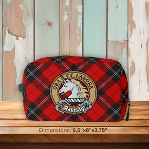 Clan Ramsay Crest over Red Tartan Dopp Kit