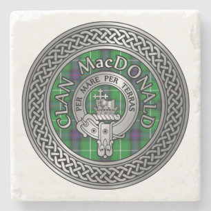 Clan Ramsay Crest & Tartan Knot Stone Coaster