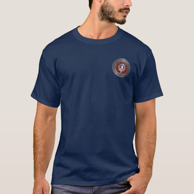 Clan Ramsay Crest & Tartan Knot T-Shirt (Front)