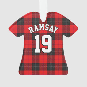 Clan Ramsay Red and Black Tartan Christmas Jersey Ornament