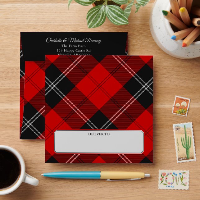 Clan Ramsay Red Tartan Envelope (Desk)