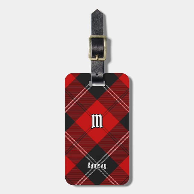 Clan Ramsay Red Tartan Luggage Tag (Front Vertical)