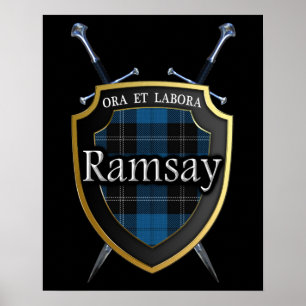 Clan Ramsay Tartan Scottish Shield & Swords Poster