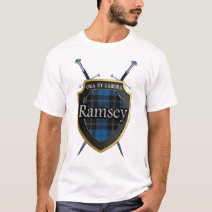 Clan Ramsey Ramsay Tartan Plaid Shield & Swords T-Shirt