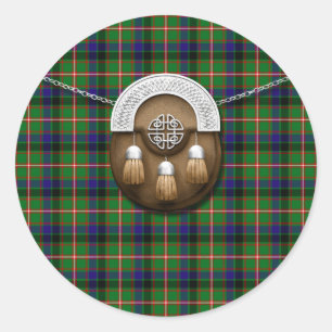 Clan Reid Tartan And Sporran Classic Round Sticker