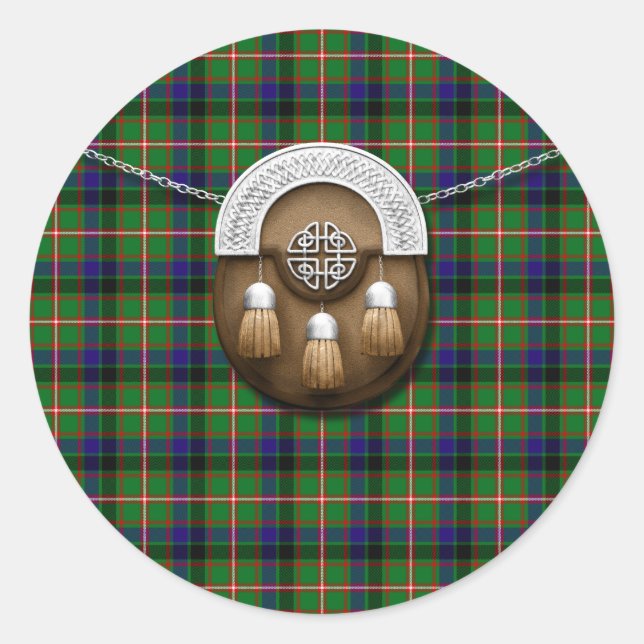 Clan Reid Tartan And Sporran Classic Round Sticker (Front)