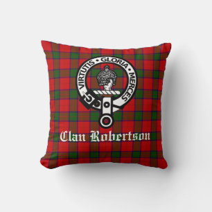 Clan Robertson Crest Badge and Tartan Cushion