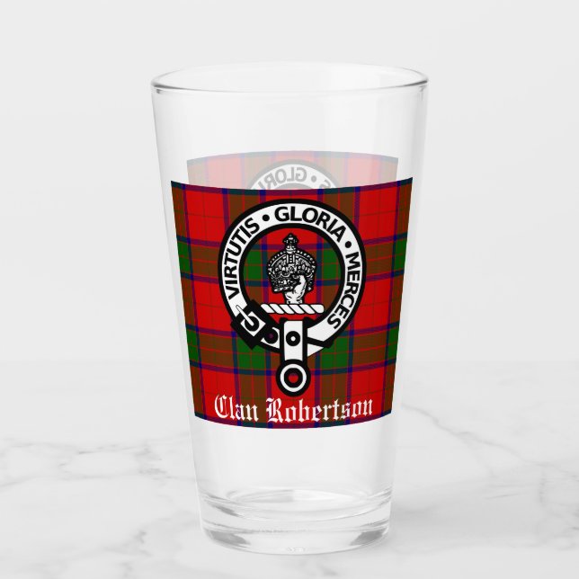 Clan Robertson Crest Badge & Tartan Glass (Front)