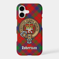 Clan Robertson Crest over Tartan