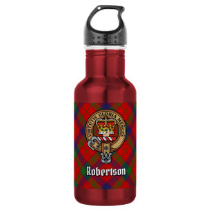 Clan Robertson Crest over Tartan 532 Ml Water Bottle