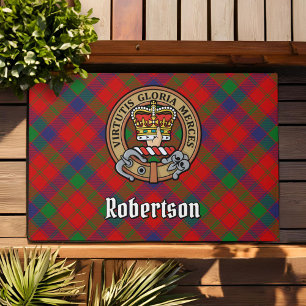 Clan Robertson Crest over Tartan Doormat