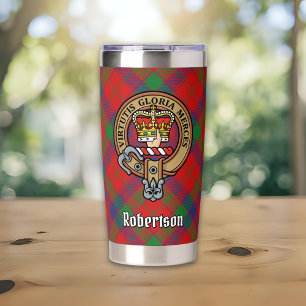 Clan Robertson Crest over Tartan Insulated Tumbler