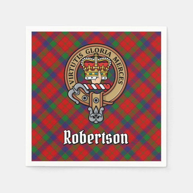 Clan Robertson Crest over Tartan Napkin (Front)