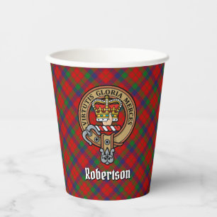 Clan Robertson Crest over Tartan Paper Cups