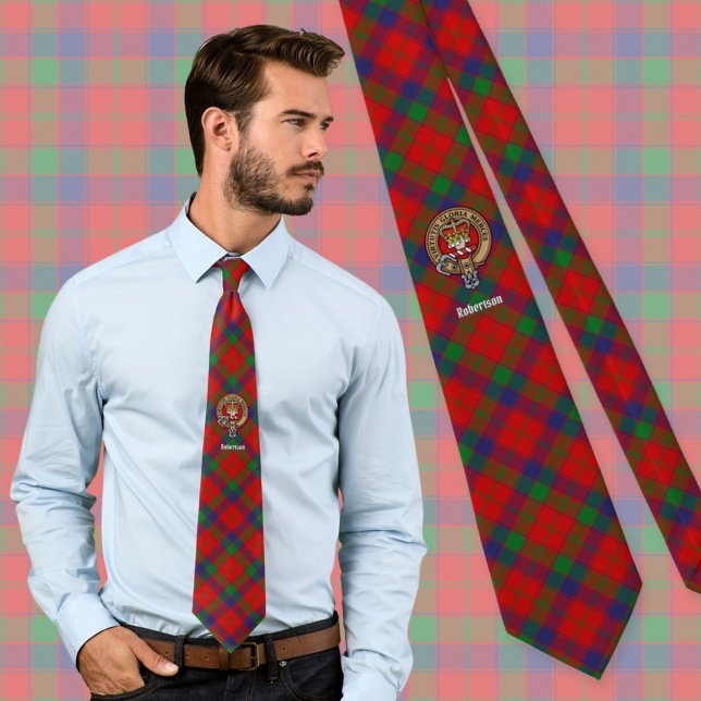 Clan Robertson Crest over Tartan Tie (Creator Uploaded)