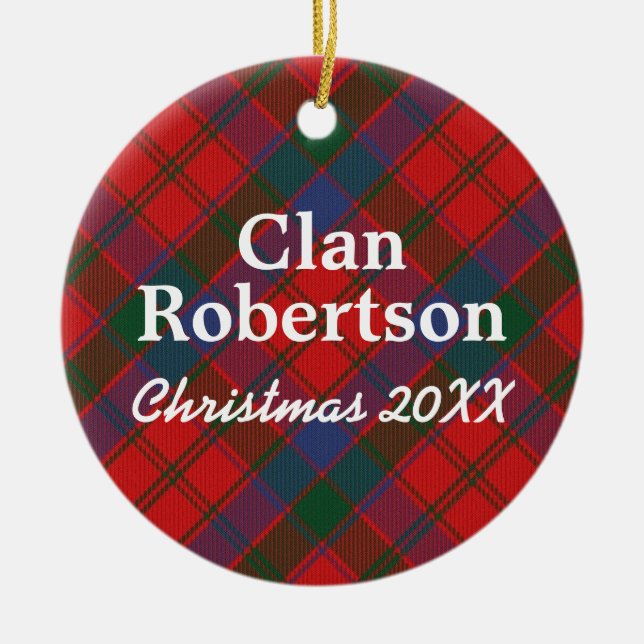 Clan Robertson Donnachaidh Scottish Tartan Ceramic Tree Decoration (Front)