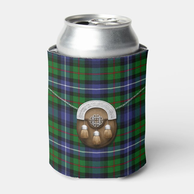 Clan Robertson  Hunting Tartan And Sporran Can Cooler (Can Front)