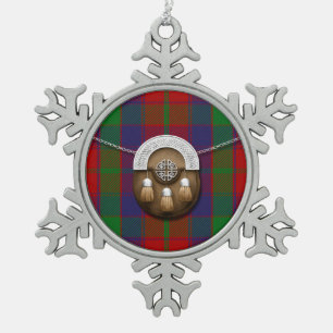 Clan Robertson Tartan And Sporran Snowflake Pewter Christmas Ornament