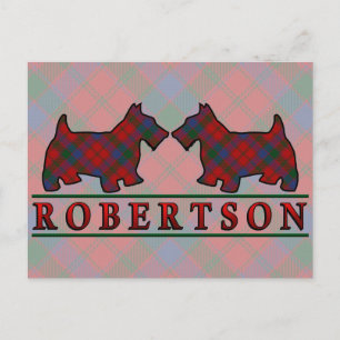 Clan Robertson Tartan Scottie Dogs Postcard